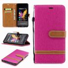 Color Matching Denim Texture Leather Case for Huawei Honor 7X, with Holder & Card Slots & Wallet & Lanyard(Rose Red) - 1