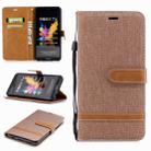 Color Matching Denim Texture Leather Case for Huawei Honor 7X, with Holder & Card Slots & Wallet & Lanyard(Brown) - 1