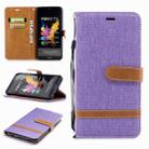 Color Matching Denim Texture Leather Case for Huawei Honor 7X, with Holder & Card Slots & Wallet & Lanyard(Purple) - 1