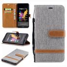 Color Matching Denim Texture Leather Case for Huawei Honor 7X, with Holder & Card Slots & Wallet & Lanyard(Gray) - 1