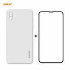 For iPhone XS Max ENKAY ENK-PC0722 Hat-Prince Liquid Silicone Straight Edge Shockproof Protective Case + 0.26mm 9H 2.5D Full Glue Full Screen Tempered Glass Film(White) - 1