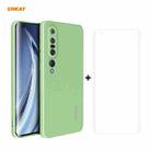 For Xiaomi Mi 10 Pro 5G Hat-Prince ENKAY ENK-PC0762 Liquid Silicone Straight Edge Shockproof Protective Case  + 3D Full Screen PET Curved Hot Bending HD Screen Protector Soft Film(Light Green) - 1