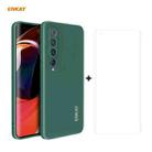 For Xiaomi Mi 10 5G Hat-Prince ENKAY ENK-PC0752 Liquid Silicone Straight Edge Shockproof Protective Case  + 3D Full Screen PET Curved Hot Bending HD Screen Protector Soft Film(Dark Green) - 1
