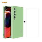 For Xiaomi Mi 10 5G Hat-Prince ENKAY ENK-PC0752 Liquid Silicone Straight Edge Shockproof Protective Case  + 3D Full Screen PET Curved Hot Bending HD Screen Protector Soft Film(Light Green) - 1