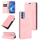 For OPPO Reno4 4G Retro-skin Business Magnetic Suction Leather Case with Holder & Card Slots & Wallet(Pink) - 1