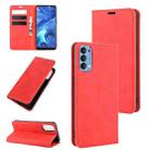 For OPPO Reno4 4G Retro-skin Business Magnetic Suction Leather Case with Holder & Card Slots & Wallet(Red) - 1
