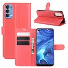 For OPPO Reno4 4G Litchi Texture Horizontal Flip Protective Case with Holder & Card Slots & Wallet(Red) - 1