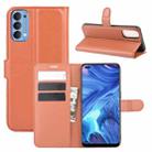 For OPPO Reno4 4G Litchi Texture Horizontal Flip Protective Case with Holder & Card Slots & Wallet(Brown) - 1