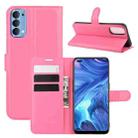 For OPPO Reno4 4G Litchi Texture Horizontal Flip Protective Case with Holder & Card Slots & Wallet(Rose Red) - 1