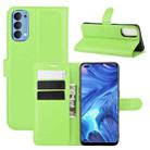 For OPPO Reno4 4G Litchi Texture Horizontal Flip Protective Case with Holder & Card Slots & Wallet(Green) - 1