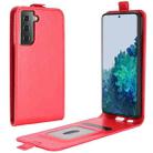 For Samsung Galaxy S21 5G R64 Texture Single Vertical Flip Leather Protective Case with Card Slots & Photo Frame(Red) - 1