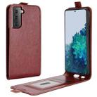 For Samsung Galaxy S21 5G R64 Texture Single Vertical Flip Leather Protective Case with Card Slots & Photo Frame(Brown) - 1