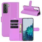 For Samsung Galaxy S21 5G  Litchi Texture Horizontal Flip Protective Case with Holder & Card Slots & Wallet(Purple) - 1