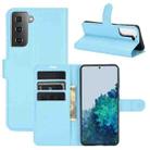 For Samsung Galaxy S21 5G  Litchi Texture Horizontal Flip Protective Case with Holder & Card Slots & Wallet(Blue) - 1