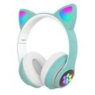 T&G TN-28 3.5mm Bluetooth 5.0 Dual Connection RGB Cat Ear Bass Stereo Noise-cancelling Headphones Support TF Card With Mic(Green) - 1