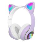 T&G TN-28 3.5mm Bluetooth 5.0 Dual Connection RGB Cat Ear Bass Stereo Noise-cancelling Headphones Support TF Card With Mic(Purple) - 1