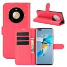 For Huawei Mate 40 Pro Litchi Texture Horizontal Flip Protective Case with Holder & Card Slots & Wallet(Red) - 1