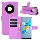 For Huawei Mate 40 Litchi Texture Horizontal Flip Protective Case with Holder & Card Slots & Wallet(Purple) - 1