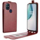 For OnePlus Nord N10 5G R64 Texture Single Vertical Flip Leather Protective Case with Card Slots & Photo Frame(Brown) - 1