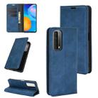 For Huawei P smart 2021 Retro-skin Business Magnetic Suction Leather Case with Holder & Card Slots & Wallet(Dark Blue) - 1
