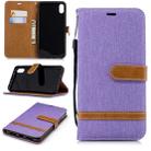 Color Matching Denim Texture Leather Case for Huawei Mate 9, with Holder & Card Slots & Wallet & Lanyard(Purple) - 1
