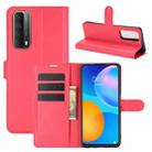 For Huawei P smart 2021 Litchi Texture Horizontal Flip Protective Case with Holder & Card Slots & Wallet(Red) - 1
