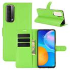 For Huawei P smart 2021 Litchi Texture Horizontal Flip Protective Case with Holder & Card Slots & Wallet(Green) - 1