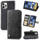 For iPhone 12 Pro Max Rotary Card Matte PU Leather Case with Card Slots & Photo Frame & Holder(Black) - 1