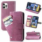 For iPhone 12 Pro Max Rotary Card Matte PU Leather Case with Card Slots & Photo Frame & Holder(Magenta) - 1