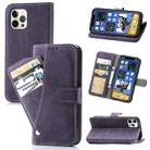 For iPhone 12 / 12 Pro Rotary Card Matte PU Leather Case with Card Slots & Photo Frame & Holder(Purple) - 1