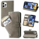 For iPhone 12 mini Rotary Card Matte PU Leather Case with Card Slots & Photo Frame & Holder (Grey) - 1