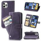 For iPhone 12 mini Rotary Card Matte PU Leather Case with Card Slots & Photo Frame & Holder (Purple) - 1