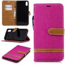 Color Matching Denim Texture Leather Case for Huawei Honor 6X, with Holder & Card Slots & Wallet & Lanyard(Rose Red) - 1