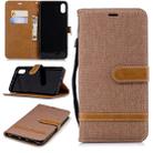 Color Matching Denim Texture Leather Case for Huawei Honor 6X, with Holder & Card Slots & Wallet & Lanyard(Brown) - 1