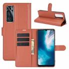 For vivo V20 SE Litchi Texture Horizontal Flip Protective Case with Holder & Card Slots & Wallet(Brown) - 1