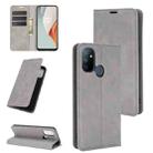 For OnePlus Nord N100 Retro-skin Business Magnetic Suction Leather Case with Holder & Card Slots & Wallet(Grey) - 1