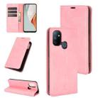 For OnePlus Nord N100 Retro-skin Business Magnetic Suction Leather Case with Holder & Card Slots & Wallet(Pink) - 1