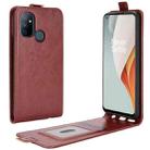 For OnePlus Nord N100 R64 Texture Single Vertical Flip Leather Protective Case with Card Slots & Photo Frame(Brown) - 1