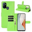 For OnePlus Nord N100 Litchi Texture Horizontal Flip Protective Case with Holder & Card Slots & Wallet(Green) - 1