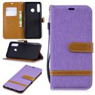 Color Matching Denim Texture Leather Case for Xiaomi Redmi 7, with Holder & Card Slots & Wallet & Lanyard(Purple) - 1