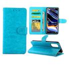 For OPPO Realme 7 Pro Crazy Horse Texture Leather Horizontal Flip Protective Case with Holder & Card Slots & Wallet & Photo Frame(Baby Blue) - 1