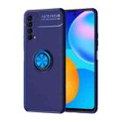 For Huawei P smart 2021 Metal Ring Holder 360 Degree Rotating TPU Case(Blue+Blue) - 1