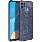 For OPPO A15 Litchi Texture TPU Shockproof Case(Navy  Blue) - 1