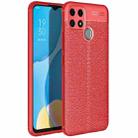 For OPPO A15 Litchi Texture TPU Shockproof Case(Red) - 1