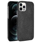 For iPhone 12 Pro Max Shockproof Crocodile Texture PC + PU Case(Black) - 1