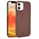 For iPhone 12 mini Shockproof Crocodile Texture PC + PU Case(Brown) - 1