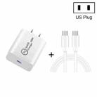 SDC-20W 2 in 1 PD 20W USB-C / Type-C Travel Charger + 3A PD 3.0   USB-C / Type-C to USB-C / Type-C Fast Charge Data Cable Set, Cable Length: 1m, US Plug - 1