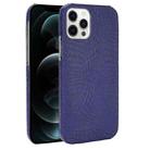 For iPhone 12 / 12 Pro Shockproof Crocodile Texture PC + PU Case(Blue) - 1