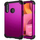 For Samsung Galaxy A20s PC + Silicone Three-piece Shockproof Protection Case(Purple) - 1