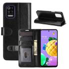 For LG K52 R64 Texture Single Horizontal Flip Protective Case with Holder & Card Slots & Wallet& Photo Frame(Black) - 8